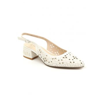 Pantofi dama decupati piele naturala D106 QH3A236 GW1068V - Alb