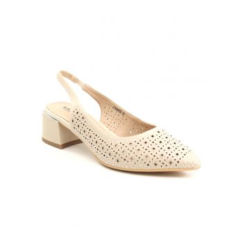 Pantofi dama decupati piele naturala JYJY60005B 02 N - Bej