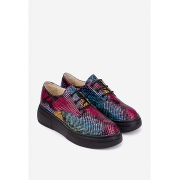 Pantofi dama din piele naturala multicolora