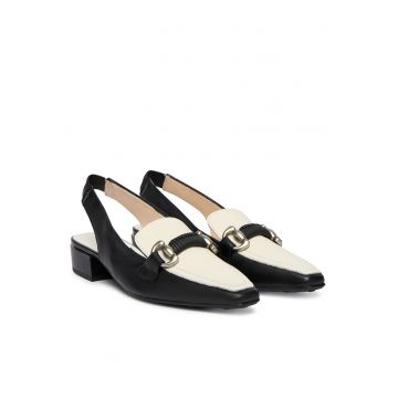 Pantofi dama -  piele naturala - alb/negru
