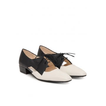 Pantofi dama -  piele naturala - bej/negru