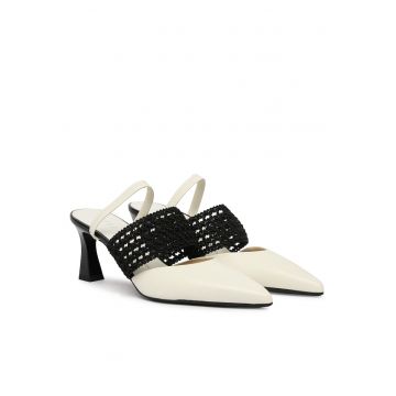 Pantofi dama -  piele naturala - clasic - bej/negru