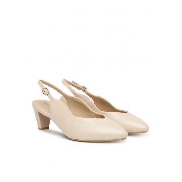 Pantofi dama -  piele naturala - clasic - bej