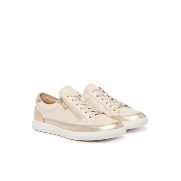 Pantofi dama -  piele naturala - fermoar - bej -