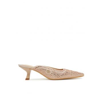 Pantofi dama -  piele naturala - roz - toc clasic