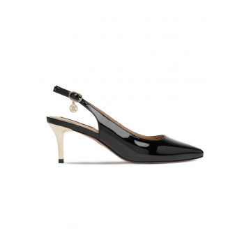 Pantofi dama -  textil - negru - lac