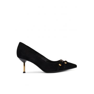 Pantofi dama -  toc stiletto - piele naturala - negru -