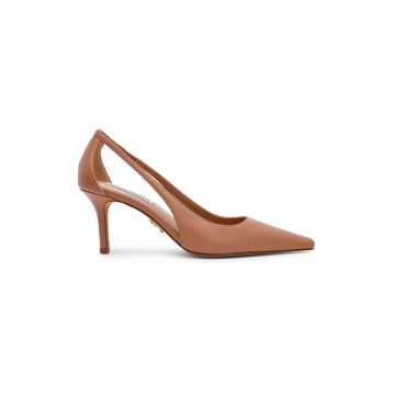 Pantofi de piele cu varf ascutit si decupaje - Roz somon
