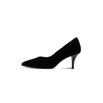 Pantofi de piele intoarsa si toc inalt - Negru