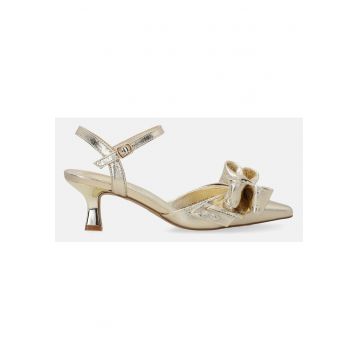 Pantofi din piele cu aspect metalic si varf ascutit