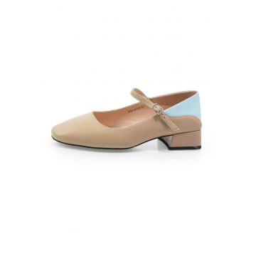 Pantofi Mary Jane 2604245 din piele naturala - Bej