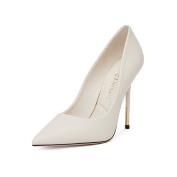 Pantofi pentru dama -  piele naturala - stiletto - alb