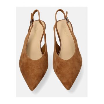 Pantofi sling-back din piele intoarsa cu varf ascutit