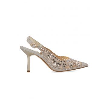 Pantofi slingback cu strasuri -