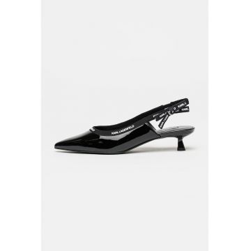 Pantofi slingback de piele lacuita Pasha - Negru