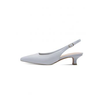Pantofi slingback din piele cu toc kitten - Albastru glaciar