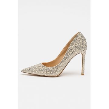 Pantofi stiletto decorati cu strasuri Thrive - Grej/Argintiu