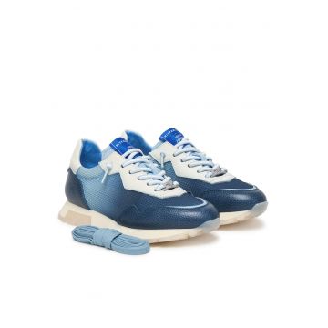 Sneakers  din piele naturala pentru dama - Albastru