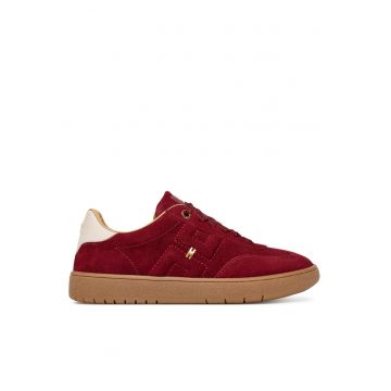 Tenisi copii -  model Cherry R006 - piele naturala - cu sireturi - visiniu