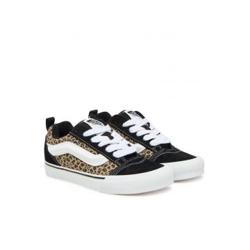 Tenisi copii -  model Knu Skool - piele naturala - negru/imprimeu leopard