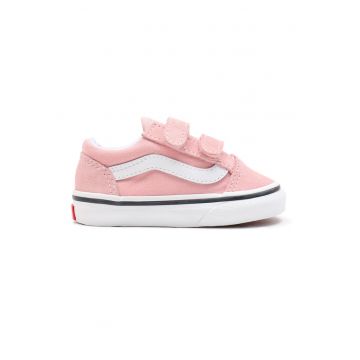 Tenisi cu inchidere velcro Old Skool - Alb/Roz pastel