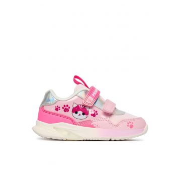 Adidasi copii -  roz - material textil - cu velcro - set de adidasi cu diodelor luminoase