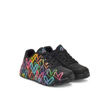 Adidasi Fete -  piele ecologica - negru - Negru