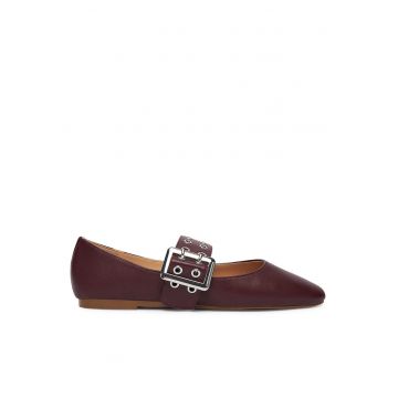Balerini dama -  piele naturala - rosu -