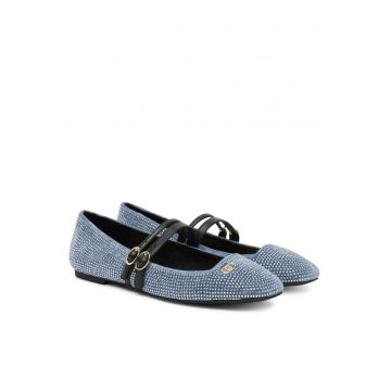 Balerini dama -  textil - negru/albastru
