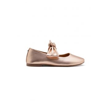 Balerini din piele cu funda - Auriu rose