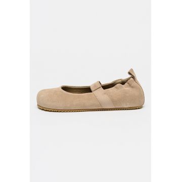Balerini din piele intoarsa Molly - Bej