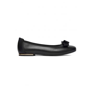 Balerini eleganți din piele naturală - Negru