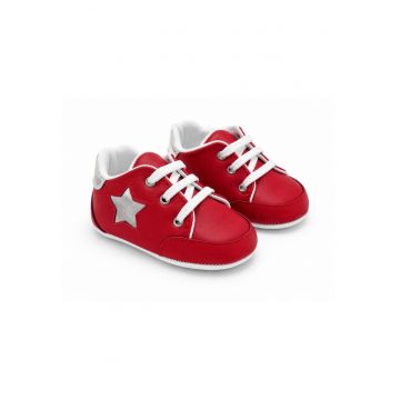 Pantofi bebe casual cu siret si aplicatie stea comozi - Fete - Rosu