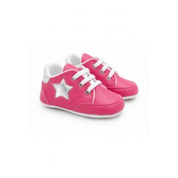Pantofi bebe casual cu siret si aplicatie stea comozi - Fete - Roz