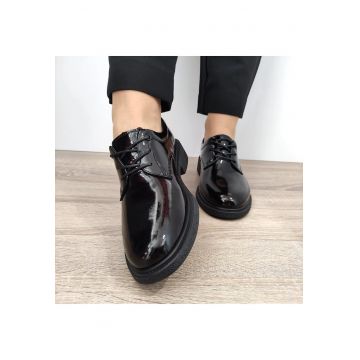 Pantofi Casual Dama  30028L Negri Lac - Negru Lac - Negru