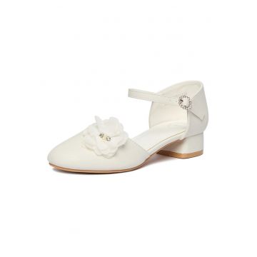 Pantofi copii -  balerini - alb - textil