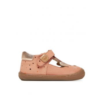 Pantofi copii -  piele naturala - portocaliu - inchidere velcro