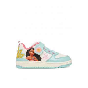 Pantofi copii -  sneakers - alb - piele ecologica - textil - sistem inchidere Velcro