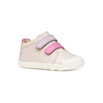 Pantofi copii -  sneakers - piele naturala - bej - sistem inchidere Velcro