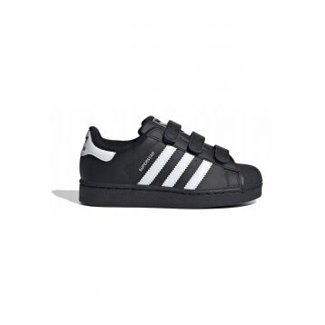 Pantofi copii -  SUPERSTAR - piele naturala - velcro - alb/negru