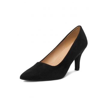 Pantofi cu toc dama -  stiletto - negru - textil