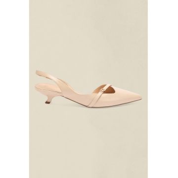 Pantofi cu varf acutit si toc kitten - Bej
