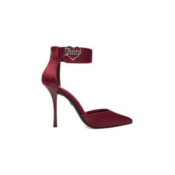 Pantofi dama -  cu toc - rosu - tesatura -