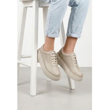Pantofi dama din piele bej - Bej