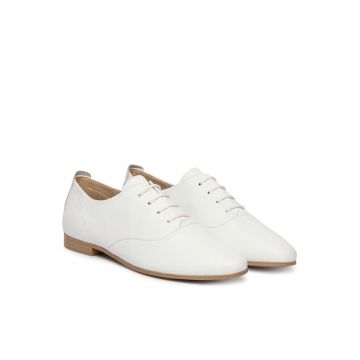 Pantofi dama -  piele naturala - alb - design minimalist
