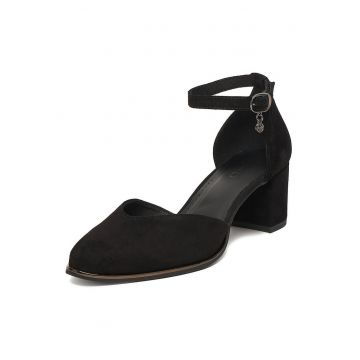 Pantofi dama -  piele naturala - clasic - toc mic - negru