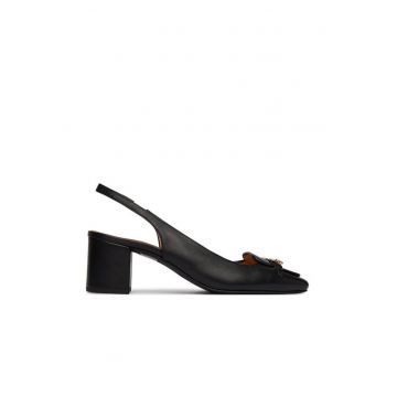 Pantofi dama -  piele naturala - negru - sintetic