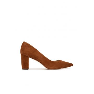 Pantofi dama -  piele naturala - toc bloc - maro