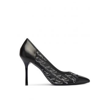 Pantofi dama -  piele naturala - toc stiletto - negru