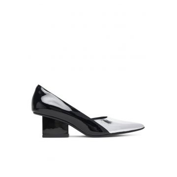 Pantofi dama -  Raila Pump - piele naturala - argintiu/negru